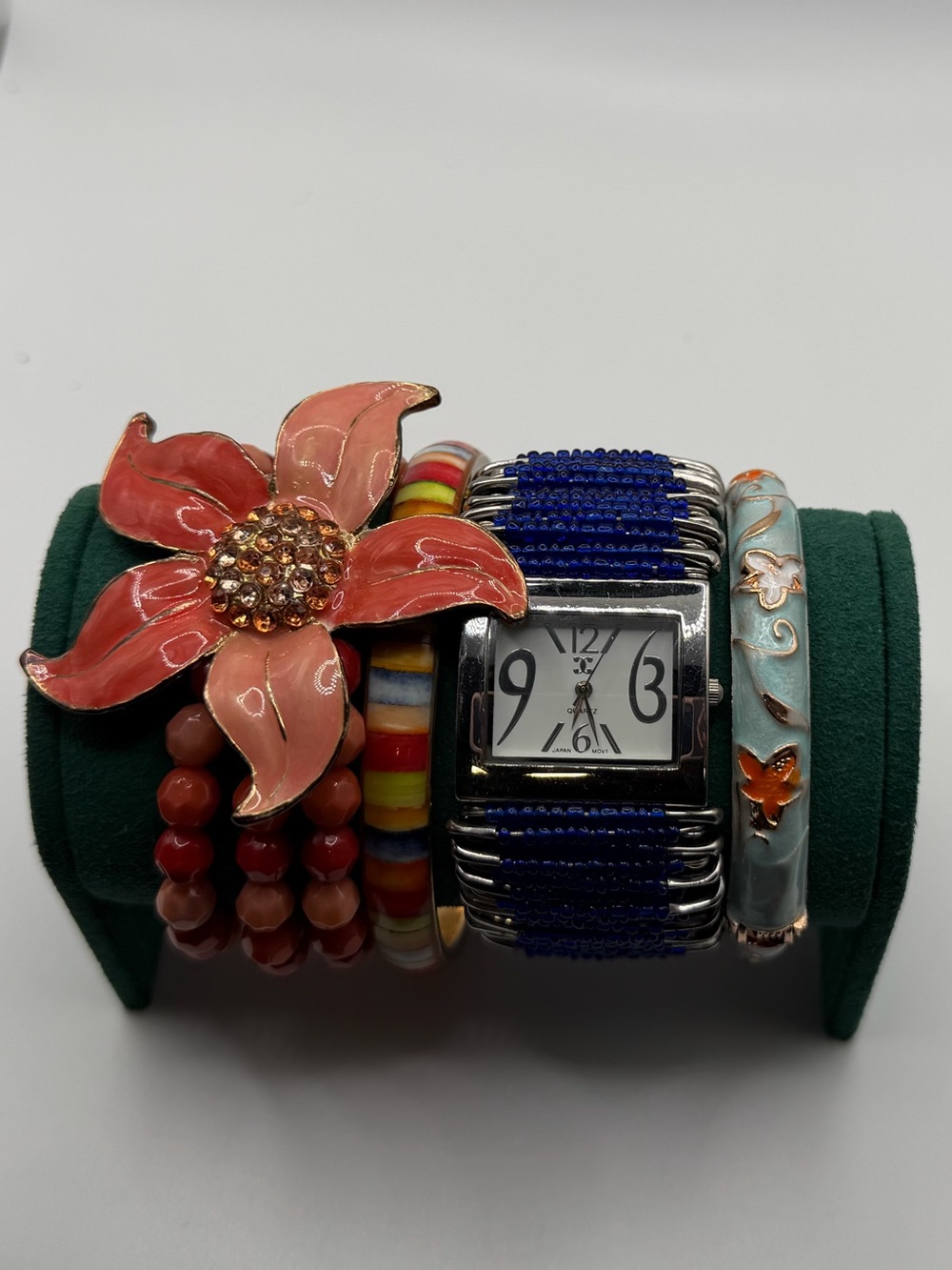 Multicolor Flower Vintage Bracelet Watch Stack